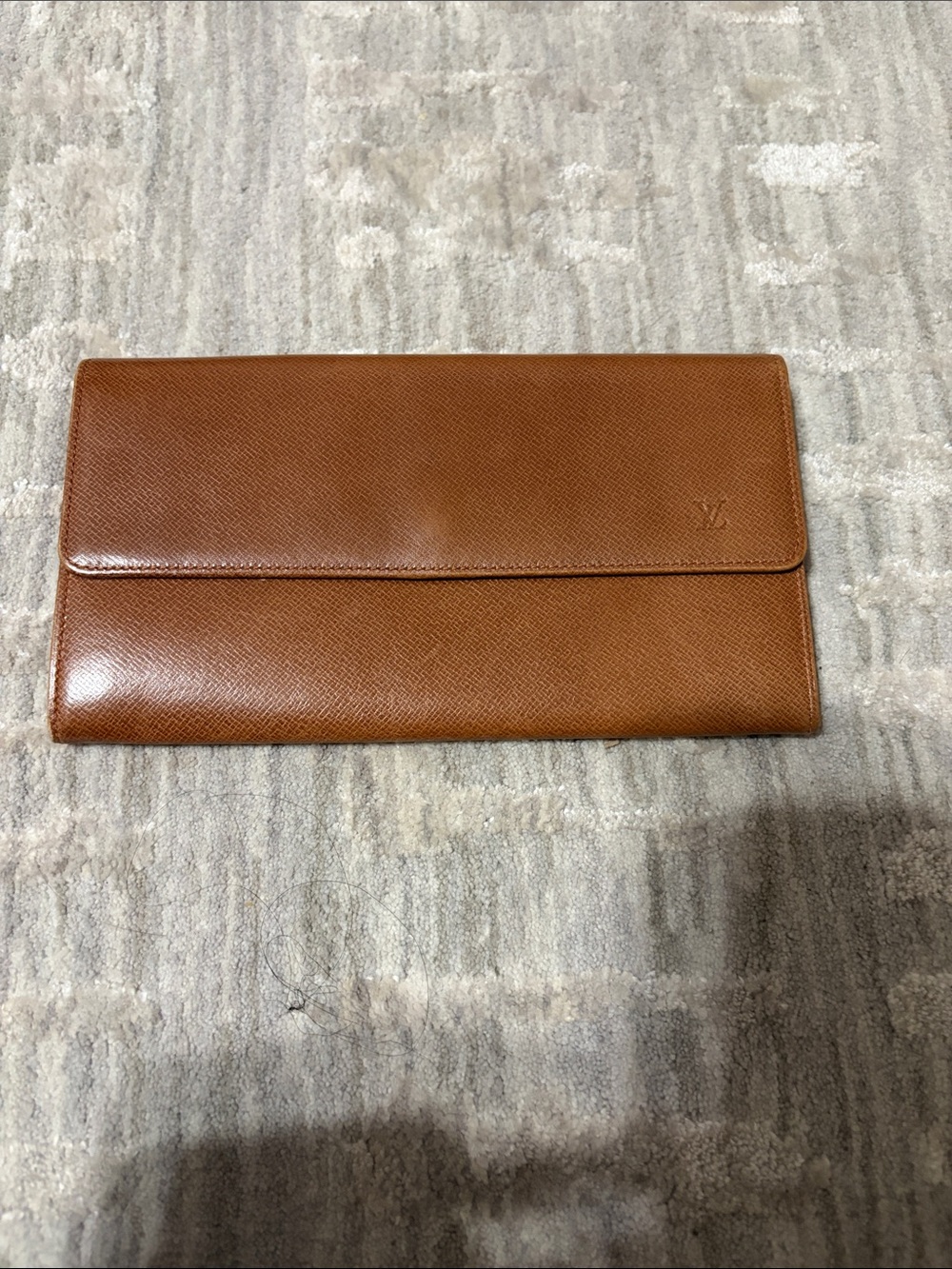 Louis Vuitton Cognac Brown Leather Envelope Wallet